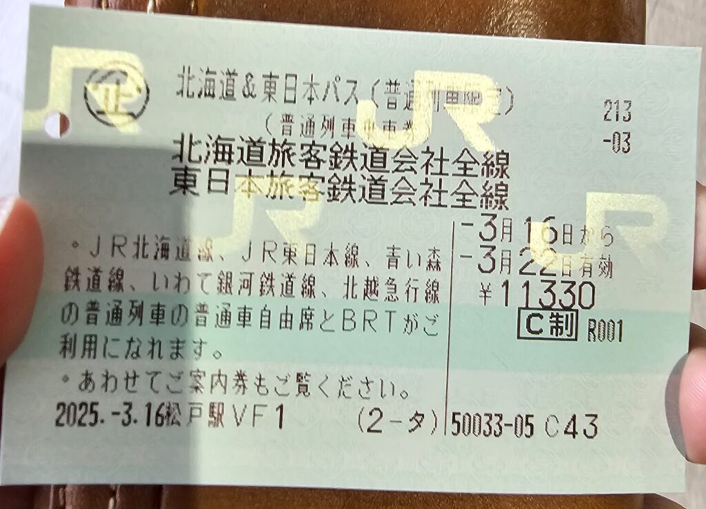 北海道&東日本パスの切符